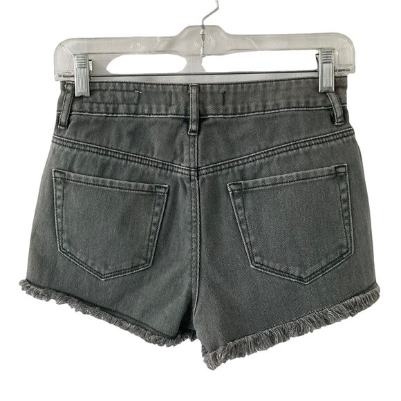 Bullhead Denim Shorts Womens Size 3 High Rise Charcoal Black Distressed - Picture 2 of 7